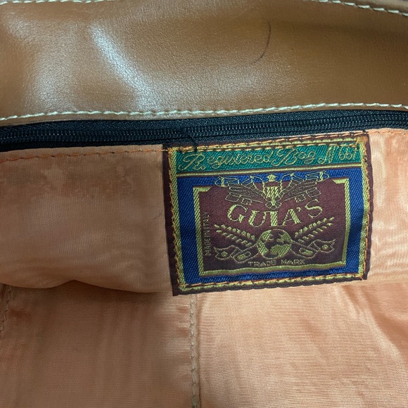 Guia Camel Color Sleek Leather Tote - Picture 3 of 4